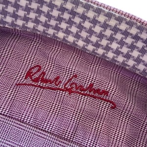 Vtg Robert Graham Houndstooth Flip Cuff Shirt Mens L/XL Cotton Purple image 1