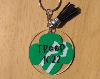 Personalized GSA, Girl Scouts keychains - bag tags - zipper pull - bogg bag - girl scout gifts