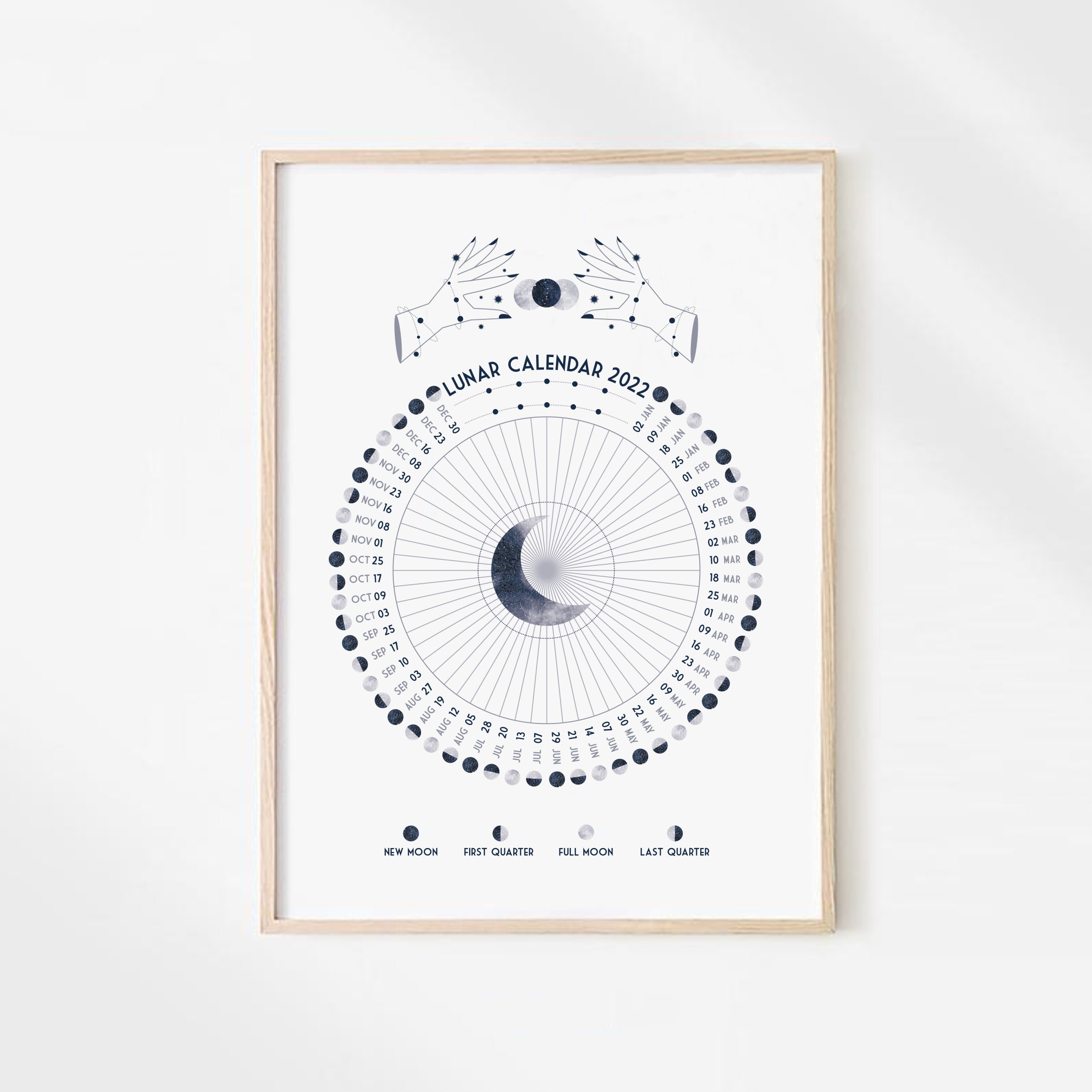 Lunar Calendar 2022 Print Printable Moon Calendar 2022 Lunar | Etsy