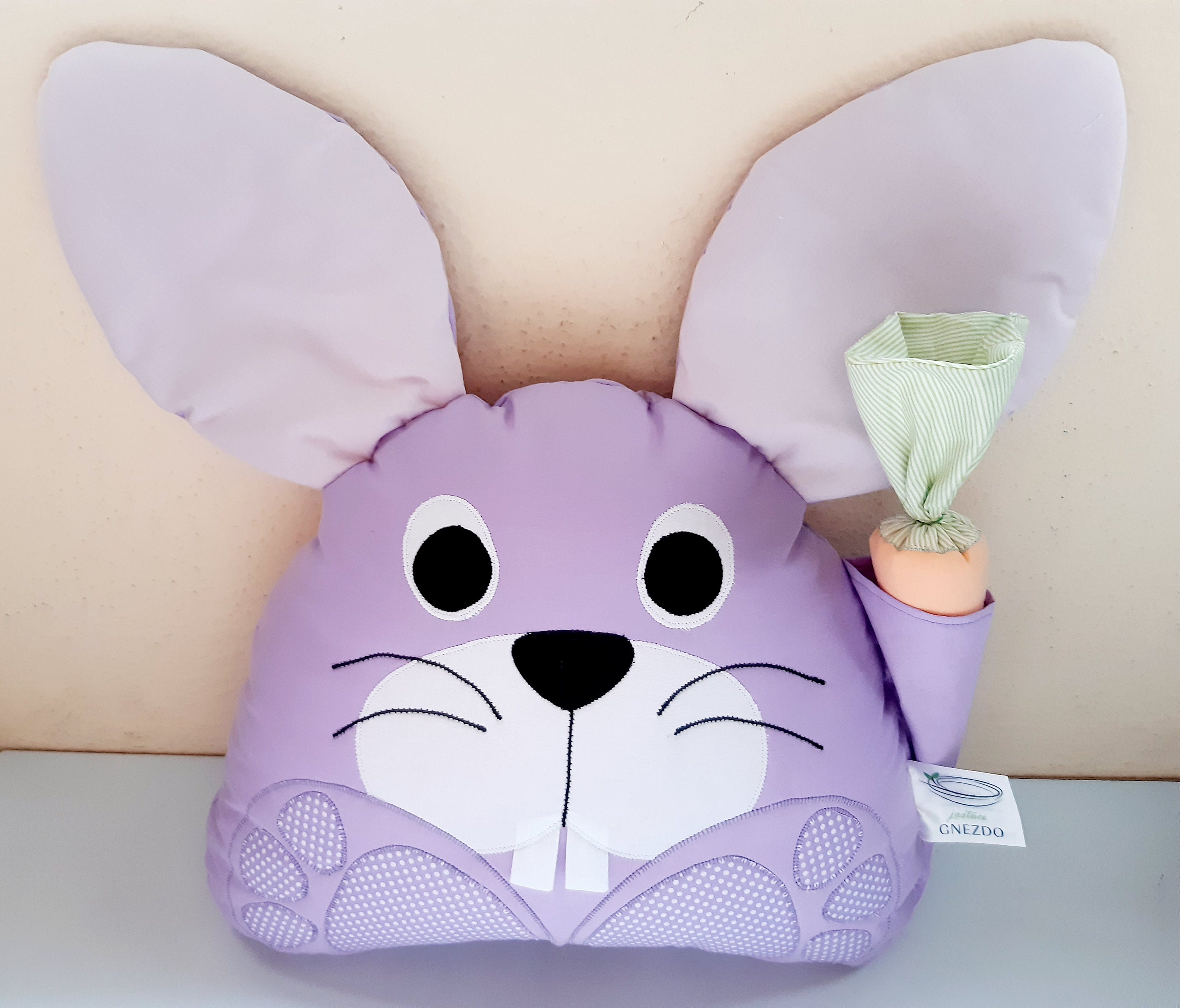 Rabbit Pillow Rabbit with carrot pillow Cotton Decorative Etsy