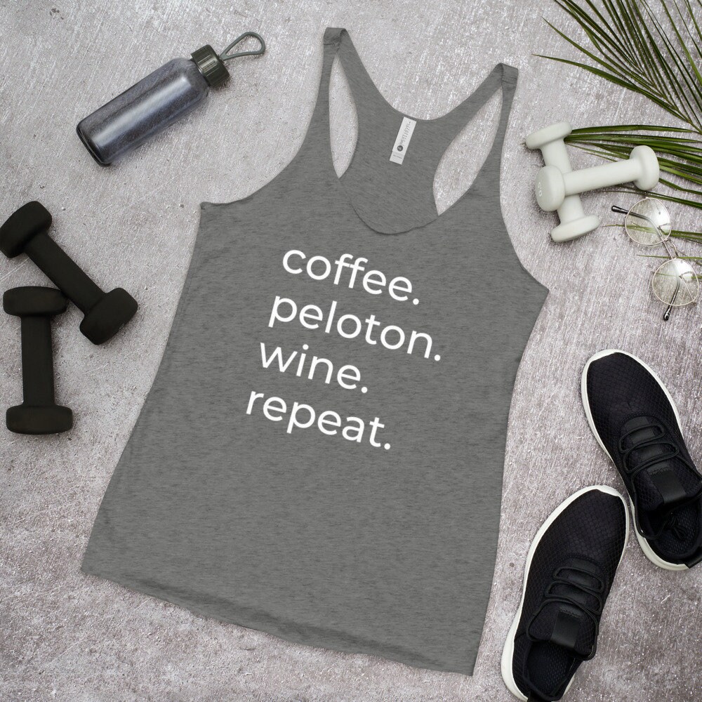Coffee Peloton Wine Repeat Tank Women's Racerback Tank Etsy