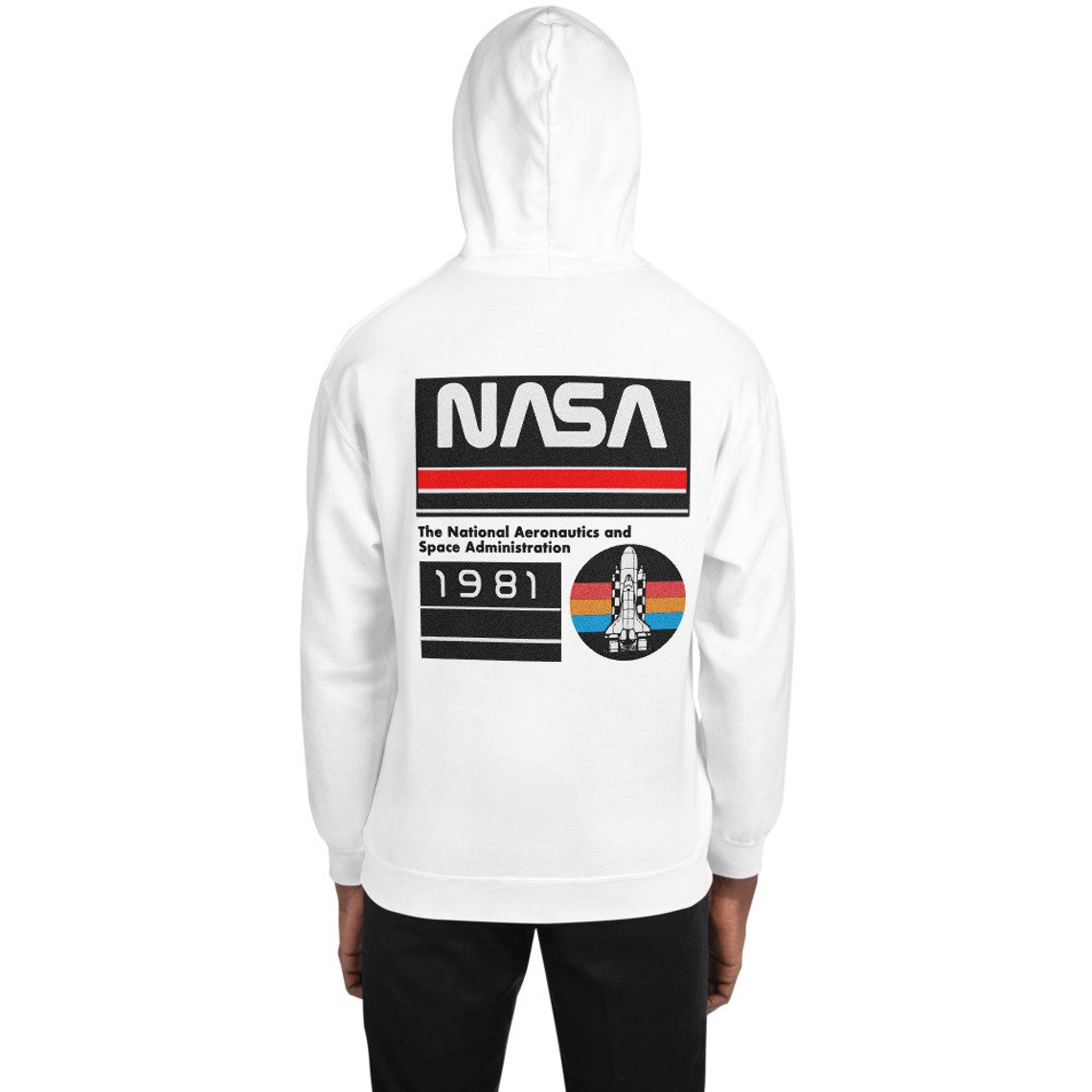 NASA 1981 Mens White Hoodie USA Sweatshirt Print Vintage Old | Etsy