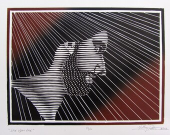 Line Upon Line - linocut