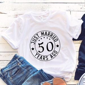 Custom Just Married T-shirt, 20th Anniversary Tee, Wedding Anniversary T-Shirt, 50th Anniversary Gift, Married For 30 Years,Husband Wife Tee