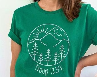 Custom Camping Troop T-shirt: Adventure Mountain Design