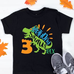 Birthday Saurus Rex T-shirt, 3rd Birthday Raglan, Three Rex Dinosaur Birthday Shirt, Boys/Girls Dinosaur Birthday Shirt, Dino Birthday Shirt