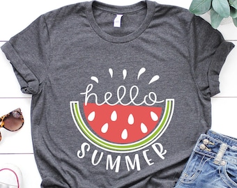 Hello Summer Watermelon T-shirt, Beach Shirt, Watermelon Shirt, Last Day Of School Shirt, Teacher Shirt, Teacher Off Duty Gift Shirt