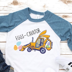 Easter Eggs-Cavator T-shirt, Eggs-Cavator Raglan, Kids Easter Shirt, Cute Easter Tee, Easter Day Shirt,Funny Easter Toddler Boy Easter Shirt