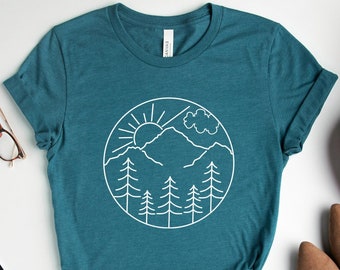 Camiseta con estampado de montaña: Camiseta de senderismo de aventura