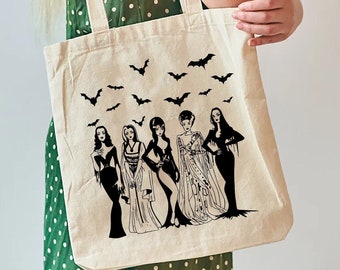 Spooky Women Canvas Tote Bag, Horror Tote Bag, Halloween Spooky WomenTote Bag, Michael Myers Tote Bag, School Tote Bag, Teacher Tote Bag