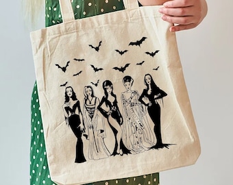 Spooky Women Canvas Tote Bag: Halloween Horror Design