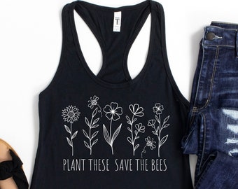 Plant These Save The Bees Tank Top - Bee Day Flower Design
