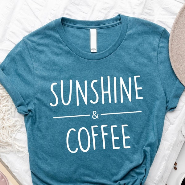 Sunshine and Coffee T-shirt, Coffee Graphic Shirt for Women,  Coffee Shirt, Summer Shirt, Coffee Lover Gift, Coffee Lover Long Sleeve