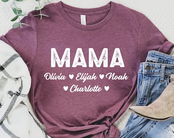 Custom Mama and Children T-shirt: Personalized Mom Gift