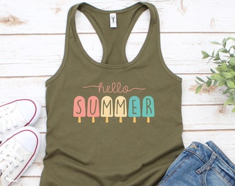 Hello Summer Ice Cream Tank Top, Beach Tanks, Ice Cream Tank Top, Last Day Of School Tank, Teacher Tanks, Teacher Off Duty Gift Tank Top