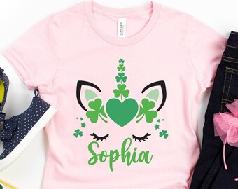Personalized St. Patrick's Day Unicorn Birthday Kids T-shirt