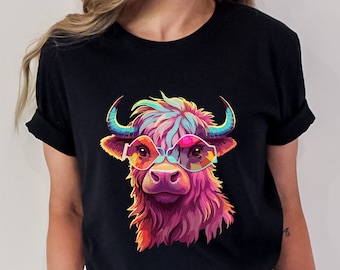 Colorful Heifer Cow T-Shirt: Farmer Gift, Country Graphic Tee