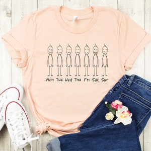 Funny Weekday Stickman Emotions T-Shirt