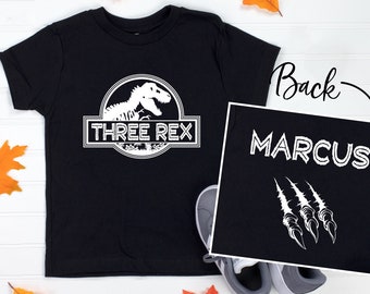 Three Rex Birthday Shirt: Custom Dinosaur 3rd Birthday Raglan