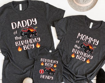 Monster Truck Birthday Boy Shirt: Personalized Family Matching