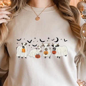 Ghost Cows Halloween Sweatshirt: Funny Cow Lover Gift