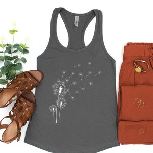 Windflower Tank Top, Dandelion Tank for Women, Inspirational Tank, Flower in Natural Tank Top, Blossoms Shirt, Cute Trending Womens T-Shirt