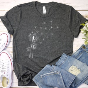 Windflower Tee, Dandelion Shirt for Women, Inspirational Shirt, Flower in Natural T-shirt, Blossoms Shirt, Cute Trending Womens T-Shirt