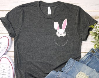 Easter Bunny Pocket T-Shirt: Women's Long Sleeve Tee
