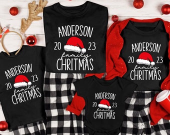 Personalized Family Christmas T-Shirt: Matching Holiday Santa Design
