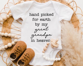 Hand Picked For Earth By My Great Grandpa In Heaven Onesie®, Baby Clothes Bodysuit, New Pregnancy Announcement, Baby Shower,Pregnancy Reveal