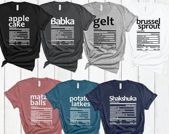 Hanukkah Foods T-Shirt: Matching Family Jewish Holiday Outfit