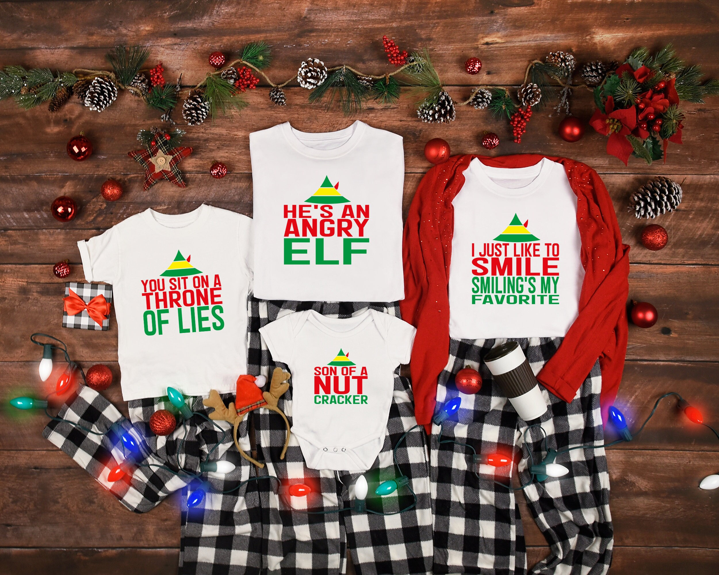 Christmas Family Matching Pajamas Set Mother Father Kids Stop Elfing Around  Pajamas