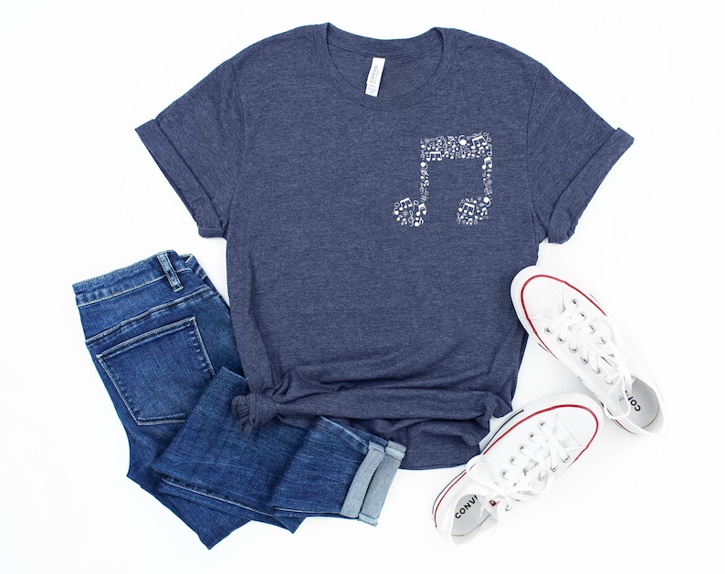 Pocket Size Musical Notes, Music Tees, Music Teacher Gift, Music Teacher T-shirt, Music Lover Shirt, Music Therapy Shirt, Music Education image 2