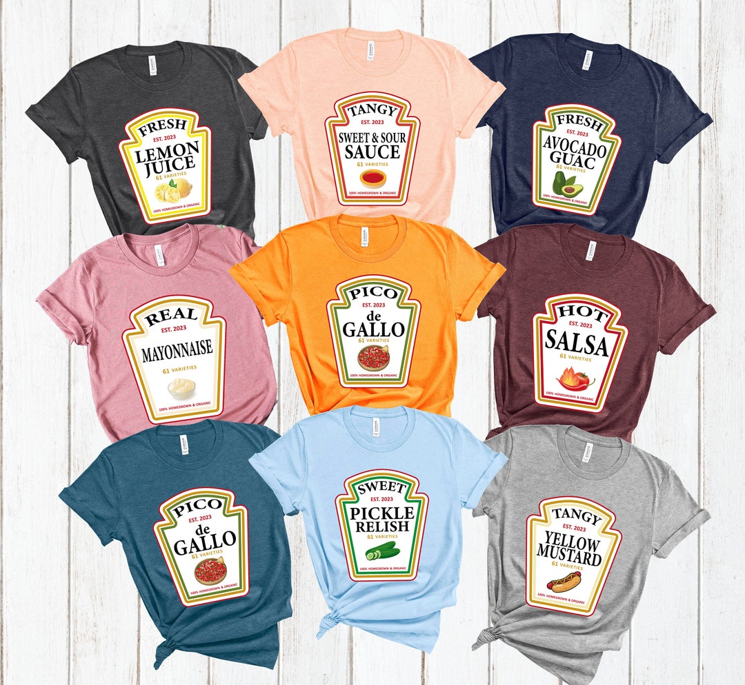 Group Condiments Tshirts, Matching Condiment Costume Party Shirt, 2023