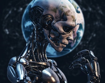 Futuristic Cyborg Digital Wallpaper