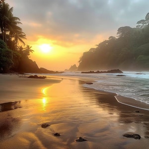 Tropical Beach Sunrise and Sunset Digital Images