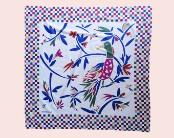 フィンランド購入 VINTAGE！marimekko マリメッコ スカーフ 希少 マリメッコ marimekko ＜Puketti＞ヴィンテージ・スカーフ（水色