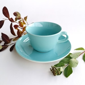 Arabia Finland &quot;Maija&quot; light blue coffee cup and saucer / Design Olga Osol | Vintage Scandinavian 60s 1960s