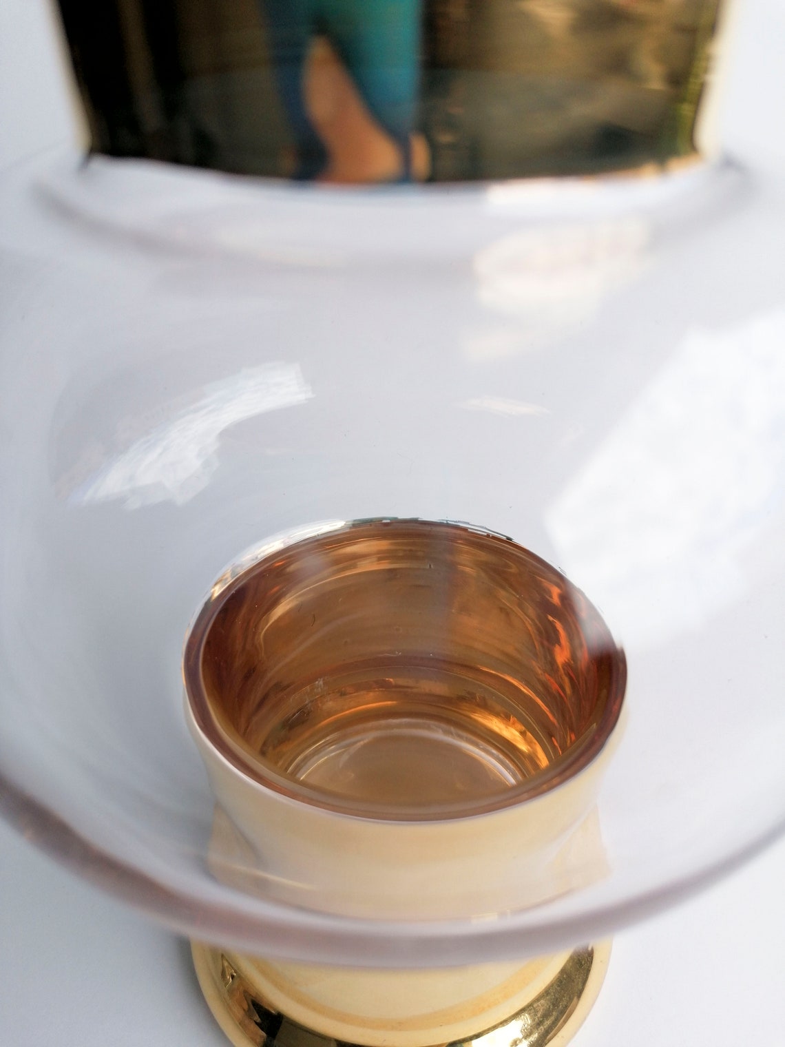 Gold glass flower vase by Swedish Sea Glasbruk / Vintage Etsy