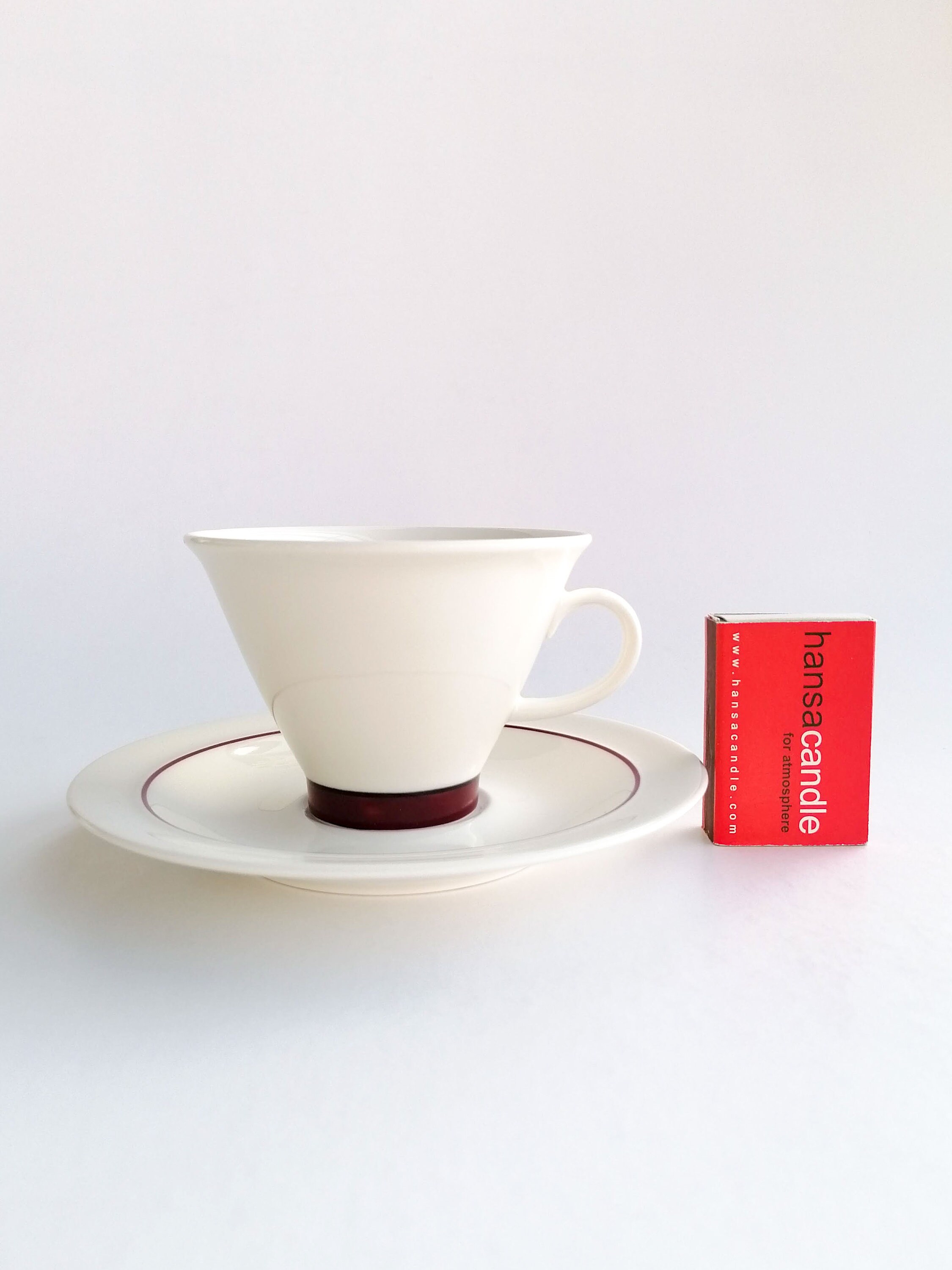 Set of 2 / Arabia Finland Red Harlekin Porcelain Coffee Cup and 