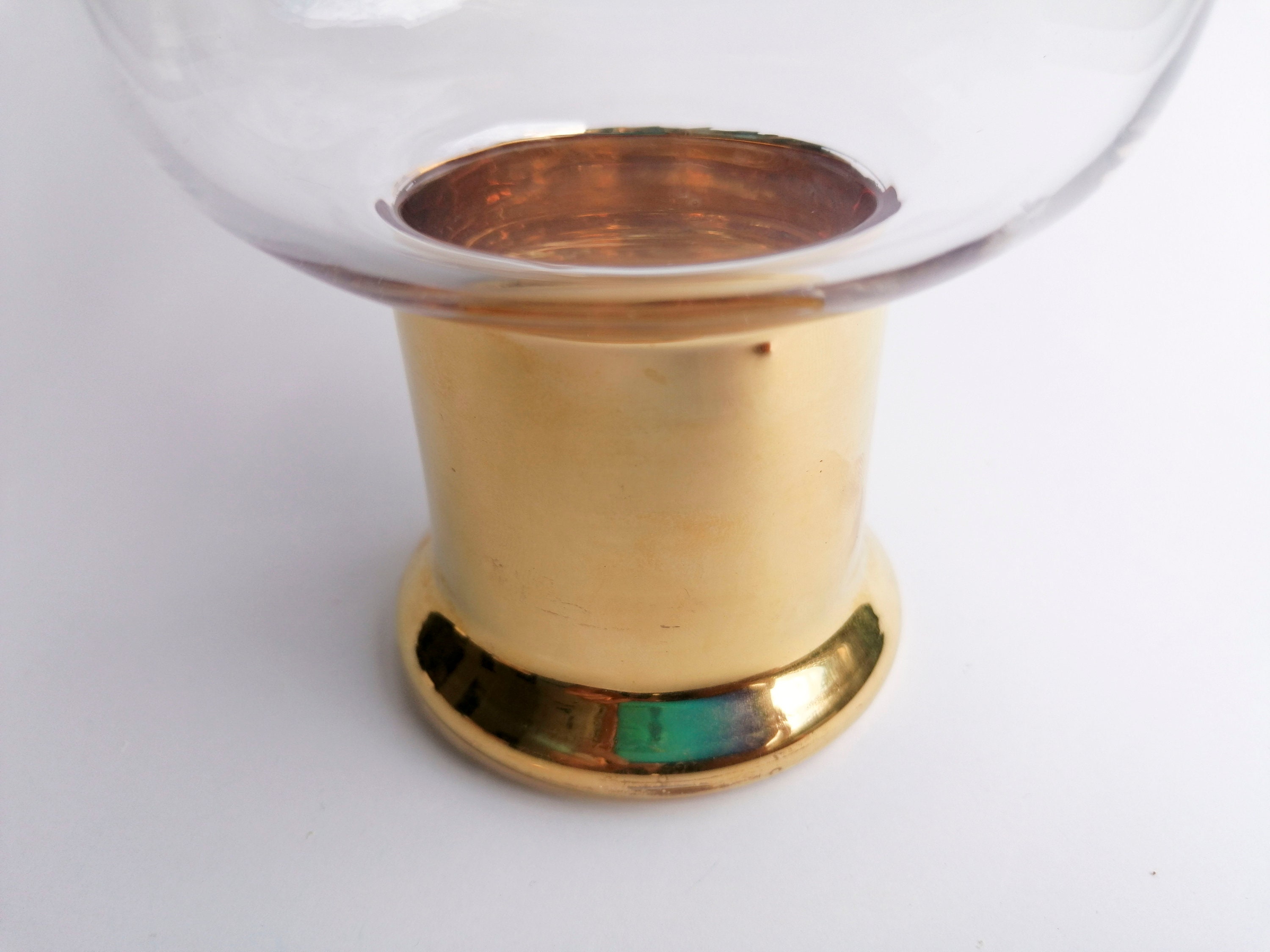 Gold glass flower vase by Swedish Sea Glasbruk / Vintage Etsy