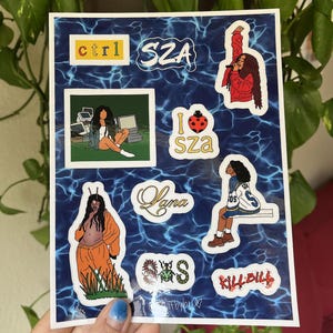SZA sticker sheet- sza stickers- tde sticker- sza tde- Ctrl sticker- Lana sticker- SOS stickers- GNX- gnx Tour- Sza and Kendrick- Luther