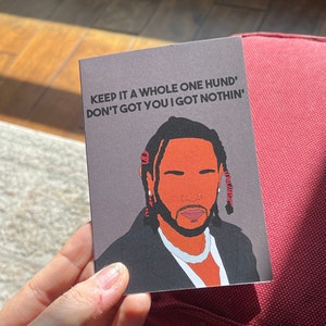 Kendrick Lamar GNX card- Kendrick Lamar Valentines Day Card- Kendrick merch- The Hillbillies- pgLang- Kendrick Lamar fan- Mr. Morale- DAMN