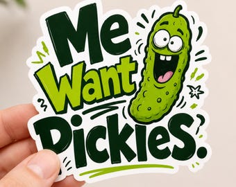 Lustiger Gurken Monster Aufkleber, Me Will Pickles Cartoon Vinyl Aufkleber, Niedlicher Foodie Aufkleber für Wasserflaschen, Laptops, Journals