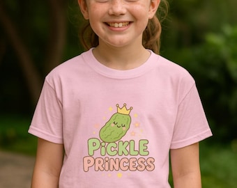Camiseta infantil da Princesa Picles, camiseta fofa de picles kawaii para meninas, camiseta engraçada de princesa rosa, camiseta infantil com estampa para presente