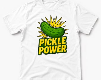 T-shirt « Pickle Power », T-shirt humoristique sur les cornichons pour femmes, T-shirt graphique à l'aneth, Cadeau pour les amoureux des cornichons, Style cottagecore et fermier, Unisexe