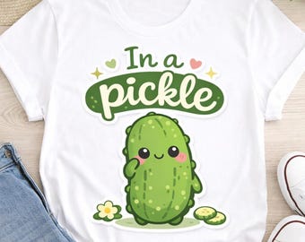 Dans une chemise de cornichons, t-shirt graphique drôle de jeu de mots, t-shirt mignon avec humour culinaire, cadeau pour les amateurs de cornichons, pot de dessin animé, unisexe