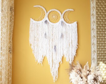 Moon dreamcatcher set/ Wedding decor/  White,Black Dreamcatcher/ Baby shower/Nursery decor/ Crescent dreamcatcher/ Dreamcatcher wall hanging