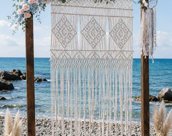 Macrame Wedding Backdrop/ Rustic Wedding Decor/ Hanging/ Large Macrame/ Wedding Arch/ Macrame Curtain/ Ceremony Backdrop