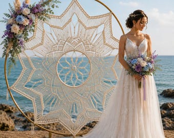 Macrame Wedding Backdrop/ Round Wedding Arch/ Macrame Decor/ Ceremony Backdrop/Rustic Wedding Decor/ Wedding